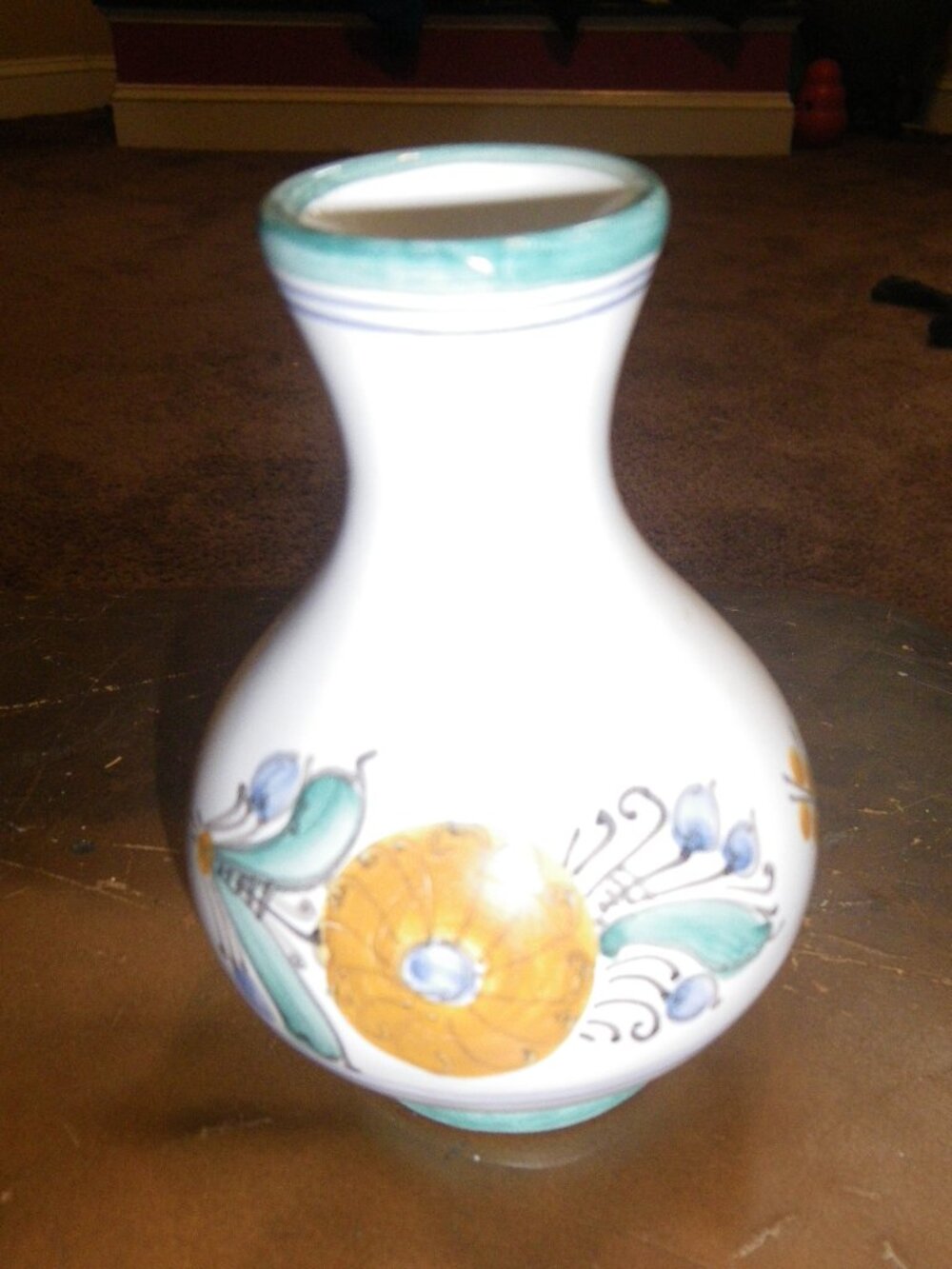 Vintage Earthenware Small Hand Painted Vase - Picture 3 of 3